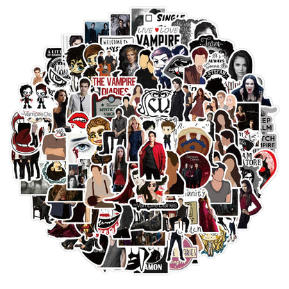 50PCS TV Series Vampire Diaries Character Graffiti Waterproof Sticker Suitcase Notebook Stationery Box Water Cup