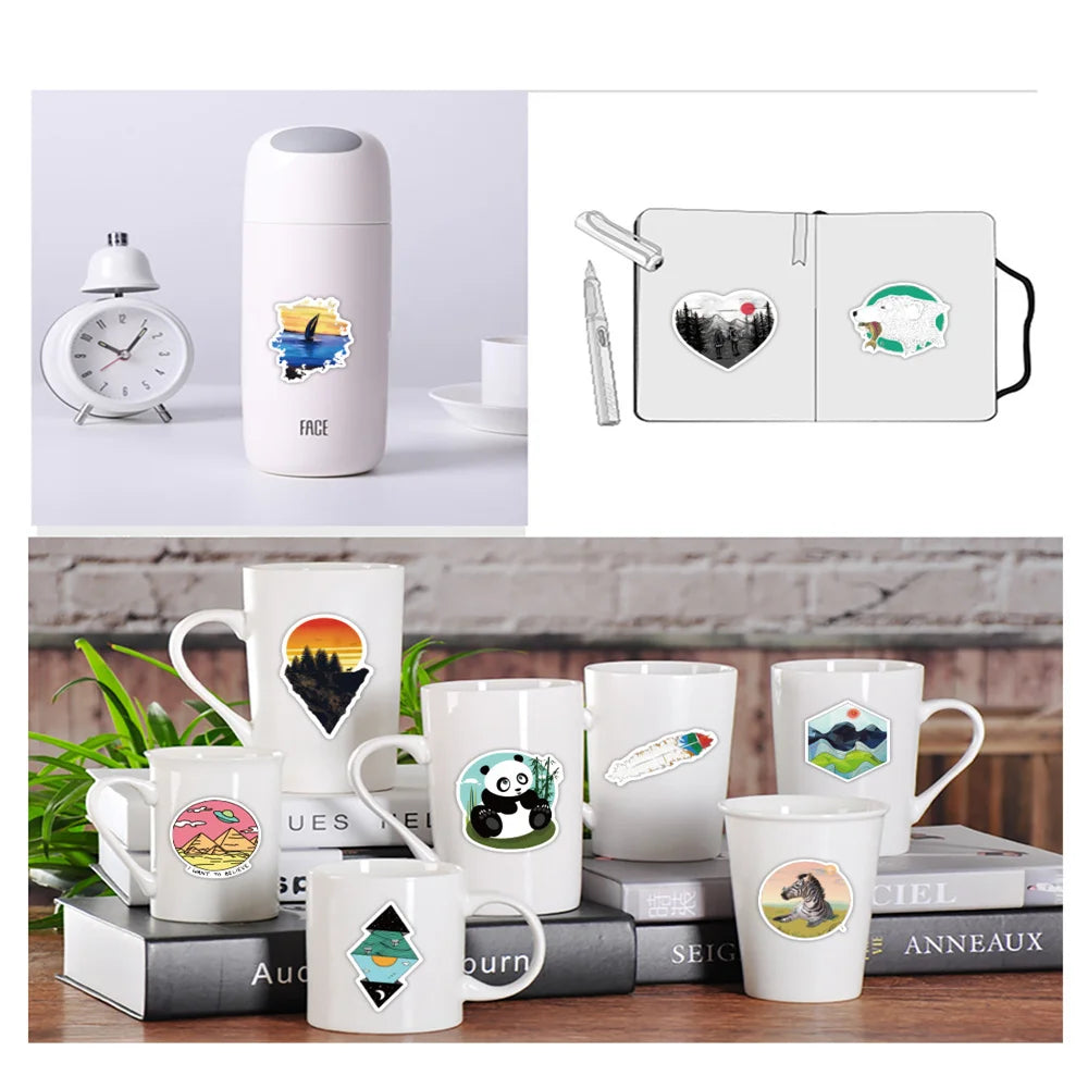 50PCS Outdoor Scenery Sticker Graffiti Laptop Guitar Motorcycle Luggage Skateboard Bike Waterproof Sticker