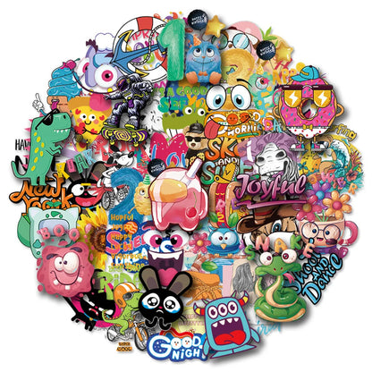 50PCS Cute Cartoon Wind Transparent Collection Creative Graffiti Mobile Phone Scrapbook Laptop Sticker Sticker
