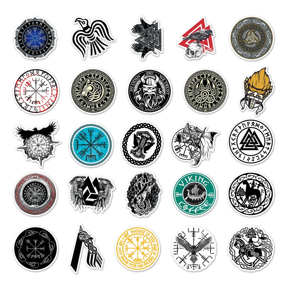 50PCS Viking Suitcase Stickers Creative Trend Graffiti Waterproof Suitcase Laptop Decoration Stickers