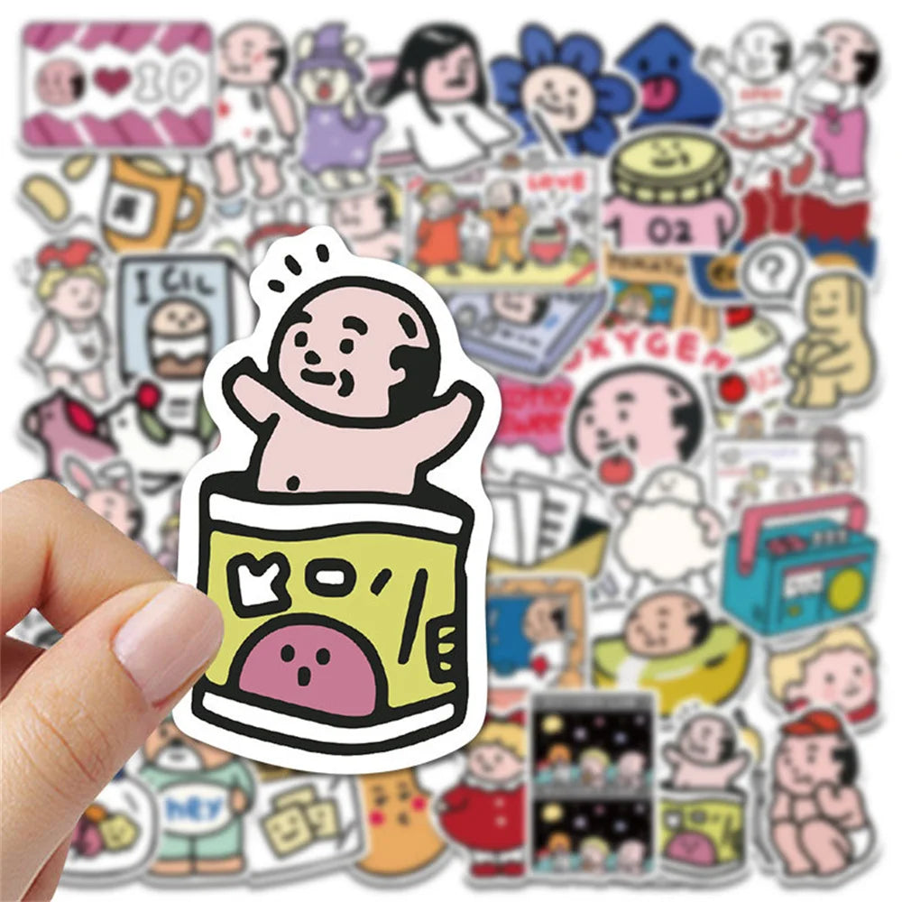 50PCS Art Illustration Popular Creative Cartoon Oxygen Lab Series Decorative Style Graffiti Stickers Personalised Fashion Creative DIY Exquisite Decorative Decals Suitable For Cups, Helmets, Skateboards Popular Stickers Toys