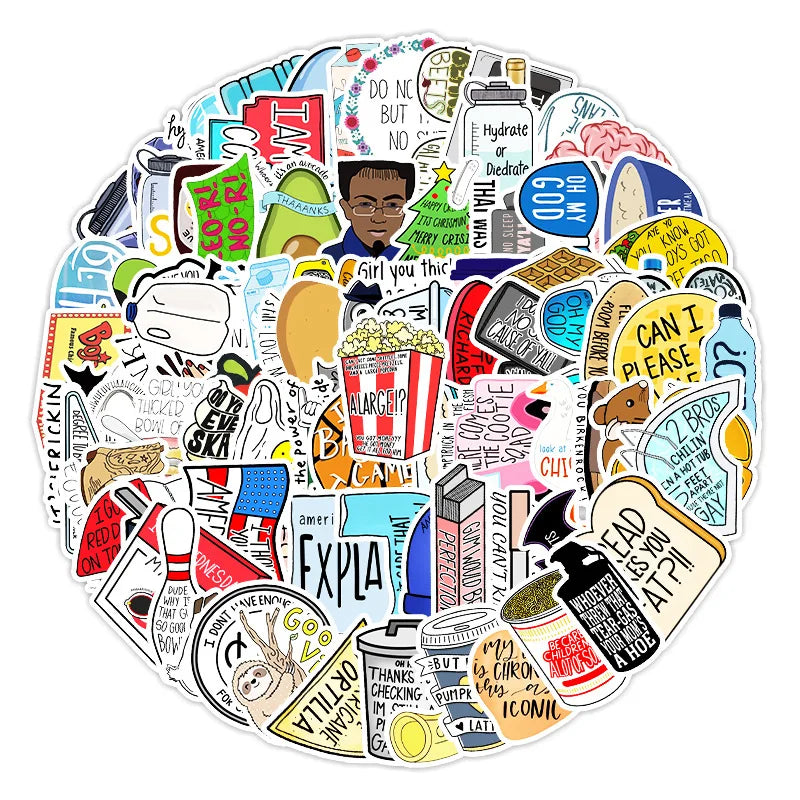 50 pieces of non-repetitive vine graffiti stickers, personalized DIY luggage, car, phone case, laptop, waterproof bathroom decoration sticker toys