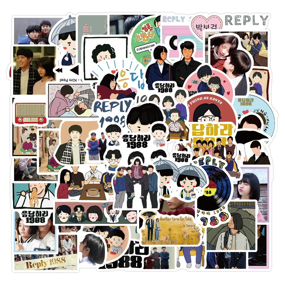 50PCS Korean Drama Please Answer 1988 Graffiti Waterproof Sticker Suitcase Notebook MobilePhoneRefrigeratorHelmet