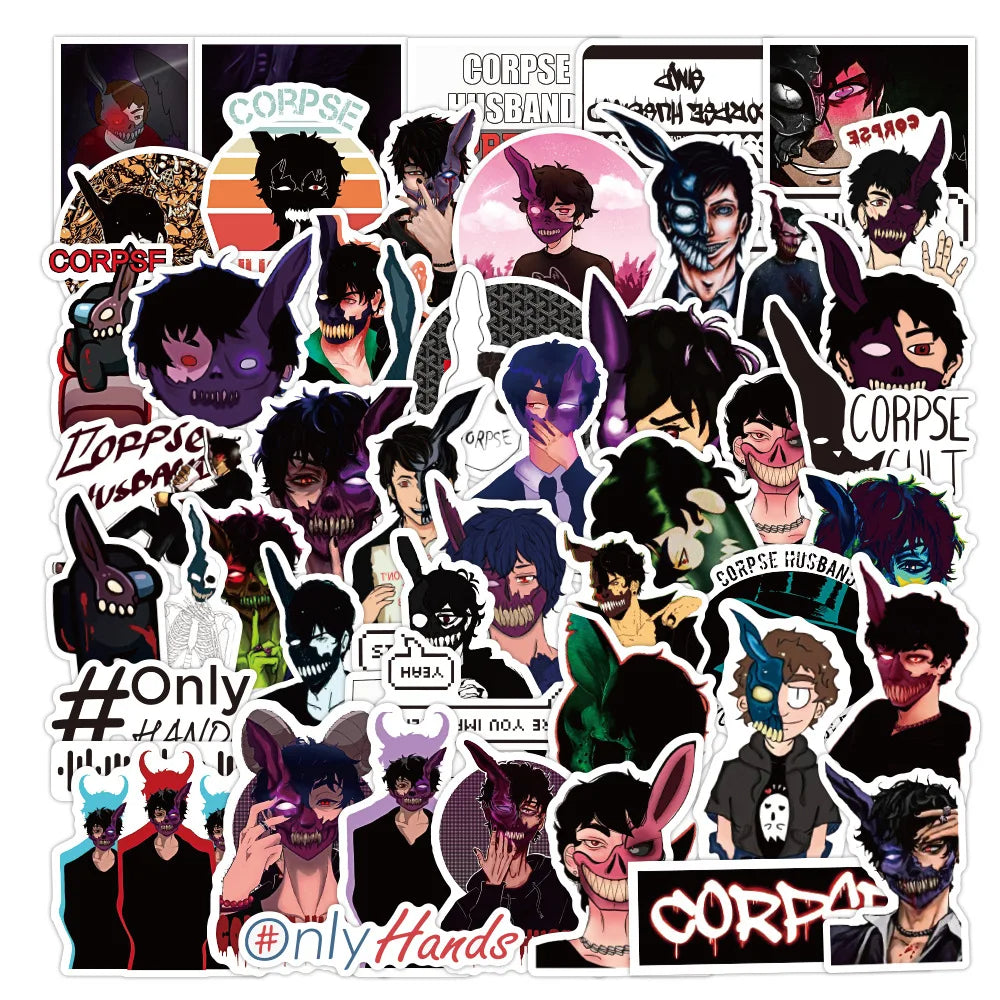 50PCS Horror Personality Graffiti Sticker Waterproof Luggage Laptop Scooter Refrigerator Water Cup Sticker