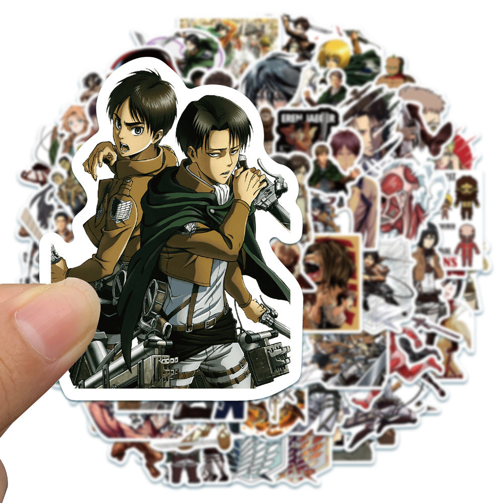 50PCS Attack on Titan Inspired Stickers - Anime Apocalypse Doodle Decals for Dystopian Worldbuilding, Existential Threat Journals & Titan Warfare Art Projects