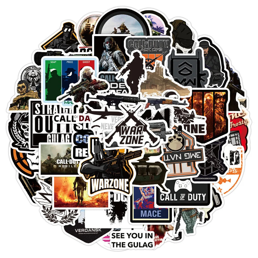 50PCS Game Mission War Fire Assault Graffiti Laptop Guitar Motorcycle Luggage Skateboard Bike Waterproof Sticker