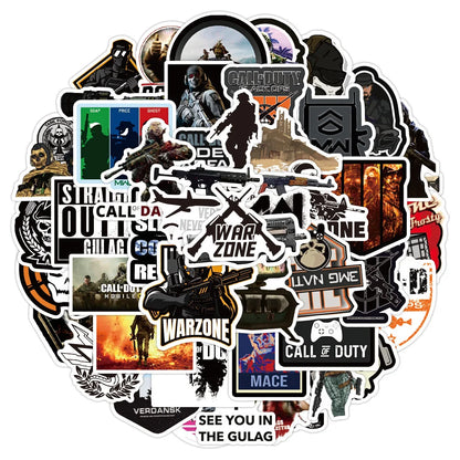 50PCS Game Mission War Fire Assault Graffiti Laptop Guitar Motorcycle Luggage Skateboard Bike Waterproof Sticker