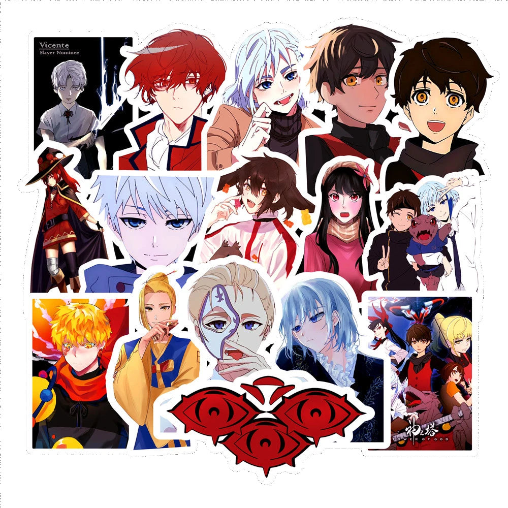 50PCS/Cartoon Anime God Tower Graffiti Sticker Laptop Skateboard Guitar Water Cup Waterproof Decorative Sticker