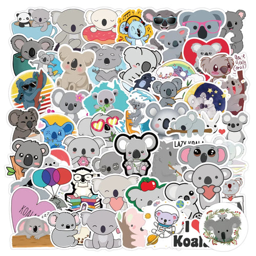 50PCS Cute Animal Koala Graffiti Sticker Waterproof Luggage Compartment Notebook Scooter Water Cup Sticker Custom