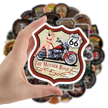 50PCS Retro Motorcycle Theme Graffiti Sticker Laptop Guitar Luggage Skate Bike Waterproof Sticker