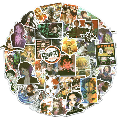 50PCS Cartoon Anime Ghost Slayer Graffiti Sticker Skateboard Trolley Case Laptop Children Gift PVC Sticker
