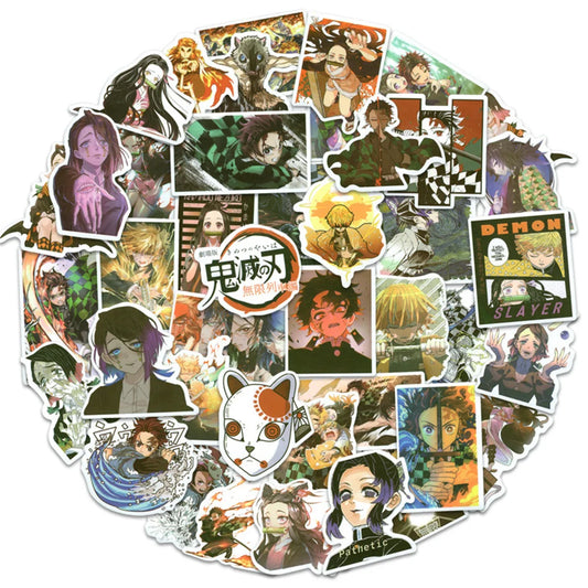 50PCS Cartoon Anime Ghost Slayer Graffiti Sticker Skateboard Trolley Case Laptop Children Gift PVC Sticker