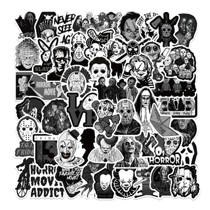 50PCS Horror Film Halloween Graffiti Waterproof Sticker Suitcase Notebook Mobile Phone Children's Water CupHelmet