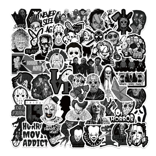 50PCS Horror Film Halloween Graffiti Waterproof Sticker Suitcase Notebook Mobile Phone Children's Water CupHelmet