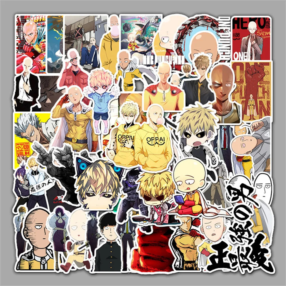 57PCS Cartoon Anime One Punch Superman Sticker Laptop Skateboard Guitar Waterproof Decorative Sticker