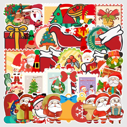 50 pieces of cartoon Christmas decorative style graffiti stickers, personalized, fashionable and creative DIY exquisite decorative decal cups, helmets, skateboard popular sticker toys