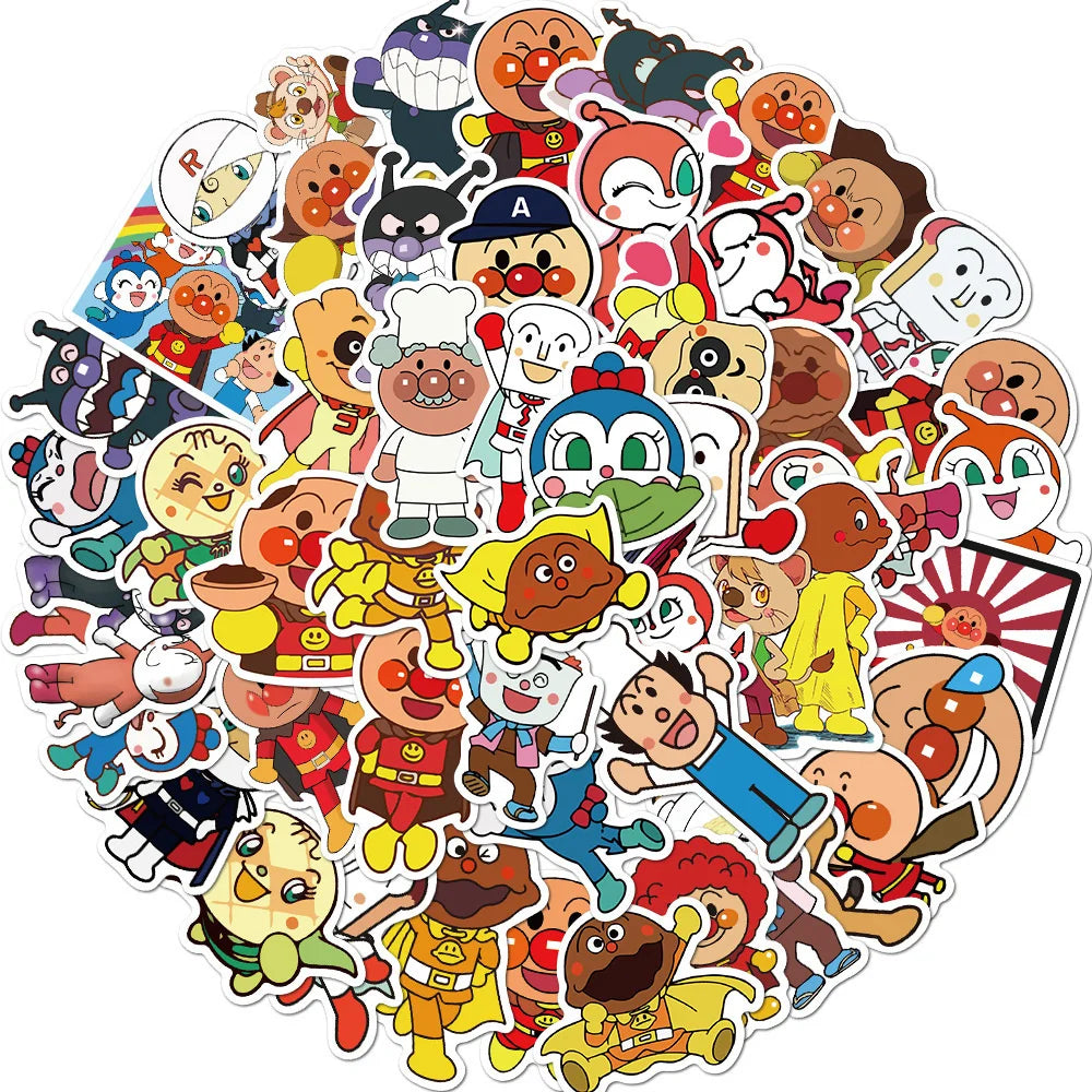 50PCS Japanese Animation Bread Superman Graffiti Waterproof Sticker Suitcase NotebookSkateboardRefrigeratorHelmet