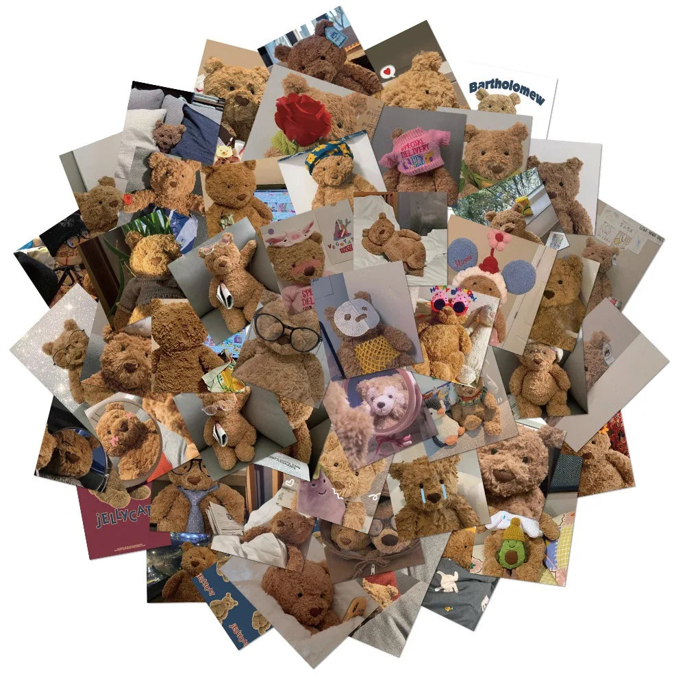 50PCS Cute Doll Bear Personality Decoration Graffiti Waterproof Sticker Notebook Refrigerator Skateboard WaterCup