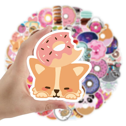 50PCS Donut Series Graffiti Sticker Waterproof Luggage Laptop Scooter Water Cup Refrigerator Sticker
