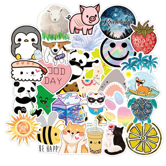 50 pieces of cartoon food cute graffiti stickers, personalized DIY stationery guitar cups, laptop phone cases, notebook books, decorative sticker toys