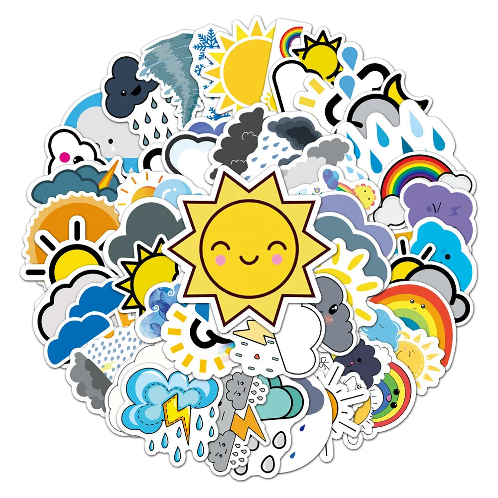 50PCS Weather and Climate Creative Graffiti Sticker Laptop Phone Guitar Car Gift Toy Waterproof Sticker