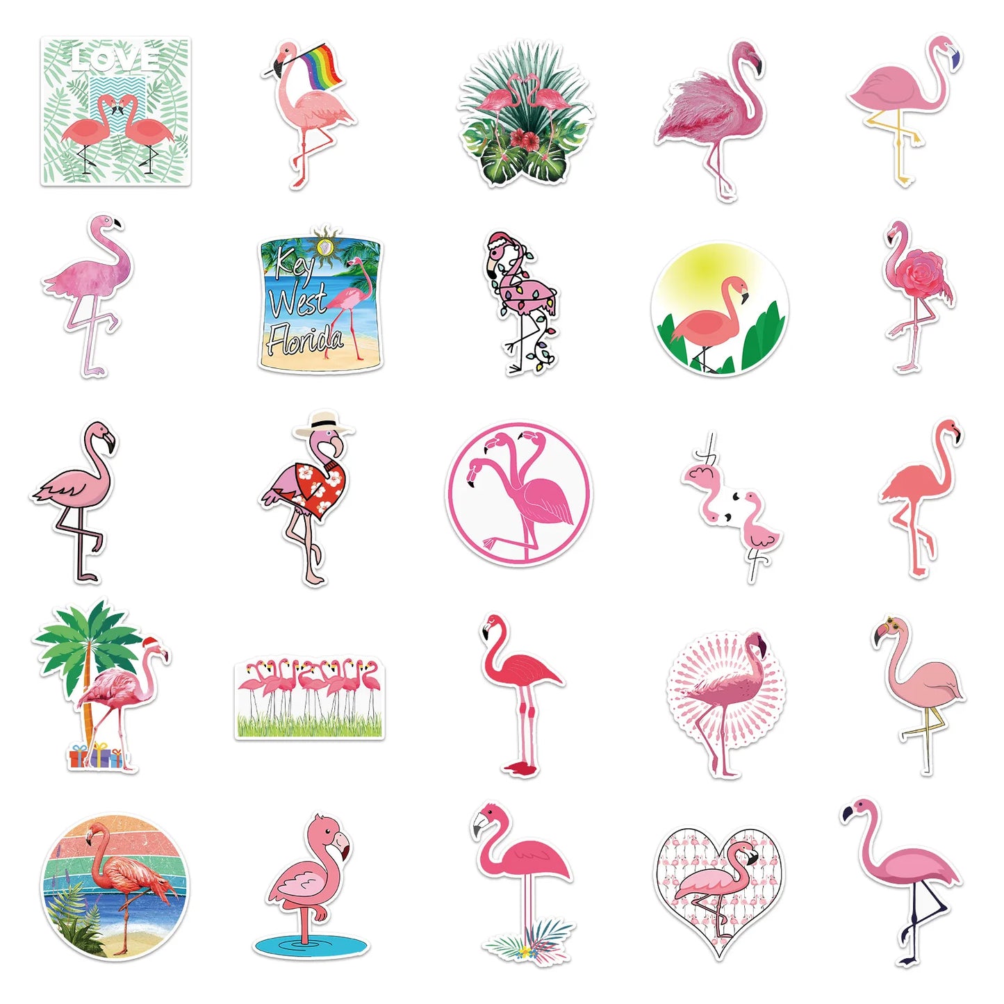 100PCS Art Illustration Popular Creative Cute Cartoon Animal Flamingo Decorative Style Graffiti Stickers Personality Fashion Creative DIY Exquisite Decorative Decals For Cups, Helmets, Skateboards Popular Stickers Toys