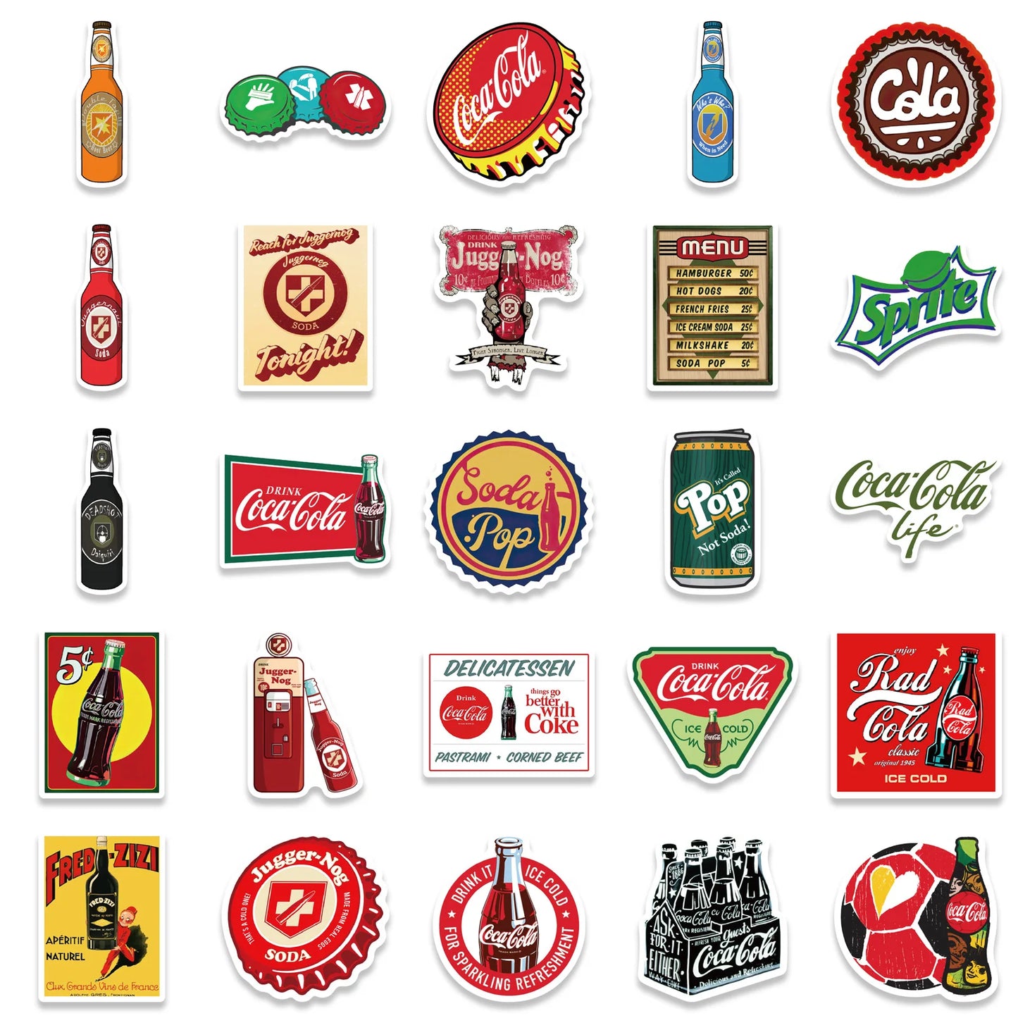 50pcs Color Retro Coke Bottle Graffiti Sticker DIY Suitcase Laptop Scooter Guitar Star Sticker Waterproof