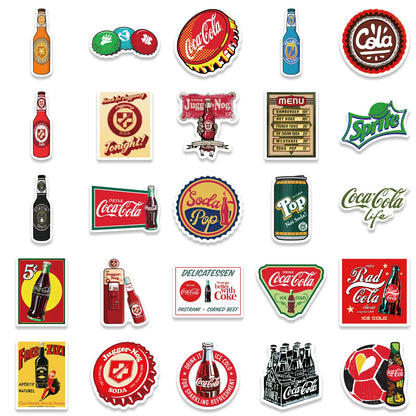 50pcs Color Retro Coke Bottle Graffiti Sticker DIY Suitcase Laptop Scooter Guitar Star Sticker Waterproof