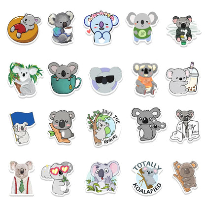 50PCS Cute Koala Graffiti Sticker Personality DIY Decoration Suitcase Skateboard PVC Removable Sticker