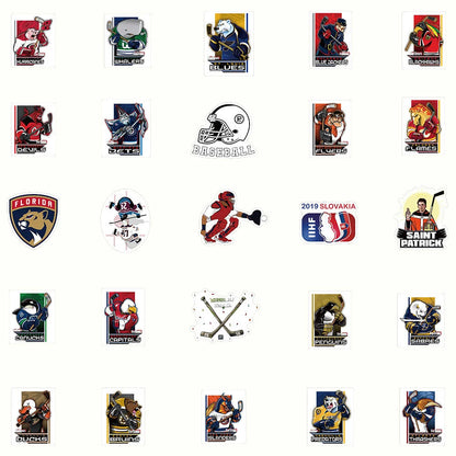 50PCS Art Illustration Popular Creative Cartoon Hockey Sports Series Decorative Style Graffiti Stickers Personalised Fashion Creative Trend DIY Exquisite Decorative Decals Suitable for Cups, Helmets, Skateboards Popular Stickers Toys