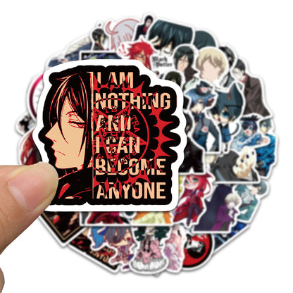 50PCS Black Butler Anime Stickers, Japanese Manga Inspired Butler & Demon Doodles for Fans and Planners