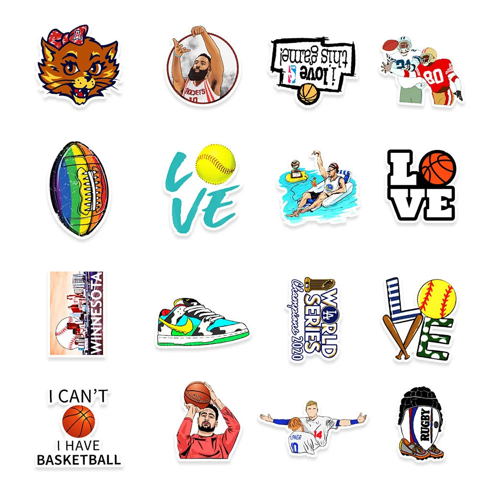 50PCS New Sports Collection Graffiti Stickers Car Trunk Phone Waterproof Stickers Graffiti Decoration Wholesale