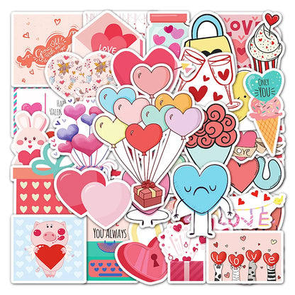 50PCS Cartoon Diy Valentine's Day Sweet Ins Wind Graffiti Stickers Laptop Luggage Creative Stickers