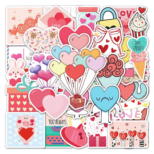50PCS Cartoon Diy Valentine's Day Sweet Ins Wind Graffiti Stickers Laptop Luggage Creative Stickers