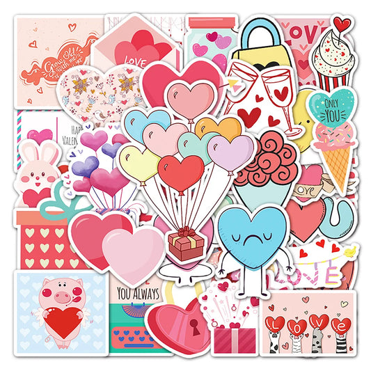 50PCS Cartoon Diy Valentine's Day Sweet Ins Wind Graffiti Stickers Laptop Luggage Creative Stickers