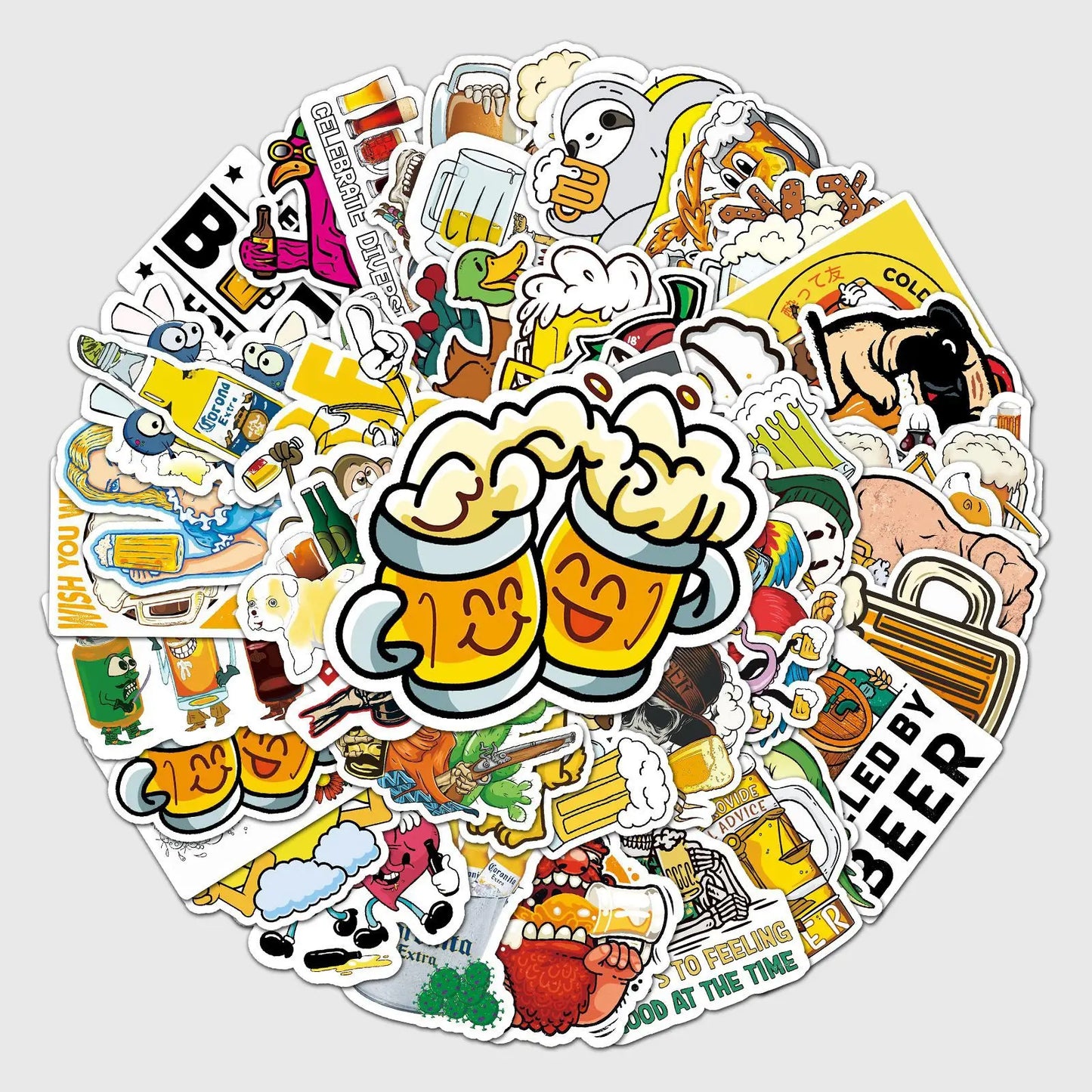 50PCS Beer Graffiti Fun Skateboard Tide Brand Trolley Case Bike Scooter Water Cup Waterproof Sticker