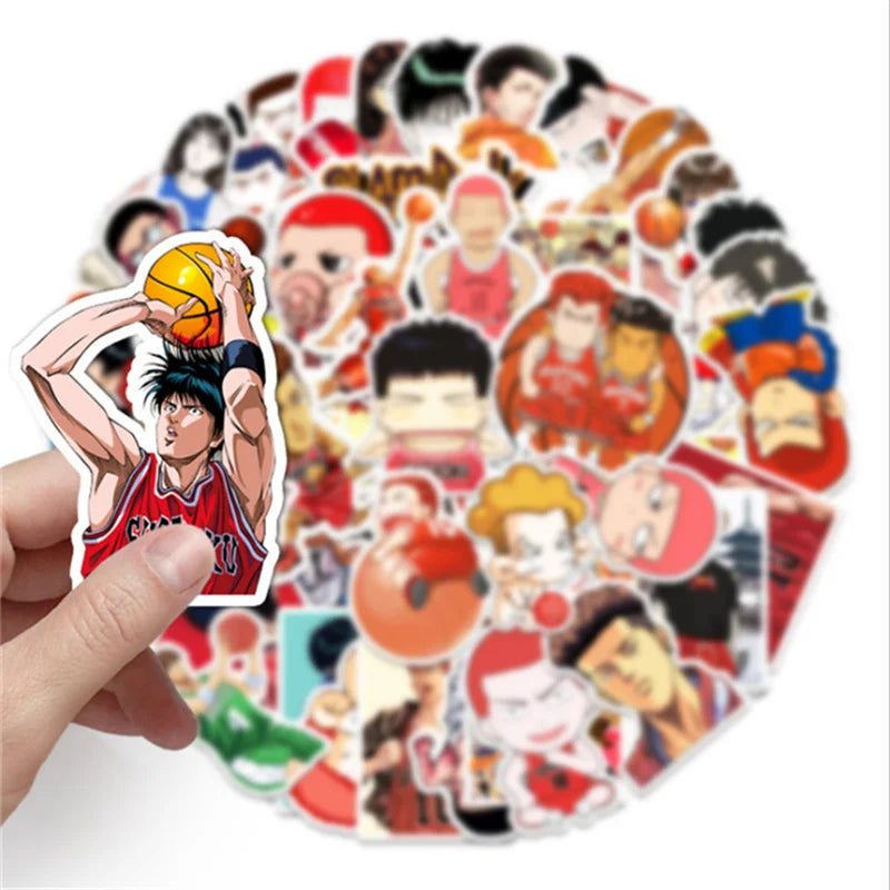 50PCS cartoon and anime character Slam Dunk decorative style graffiti stickers, personalized fashion and creative trend DIY exquisite decorative decal cups, helmets, skateboard popular stickers
