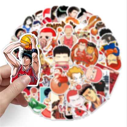 50PCS cartoon and anime character Slam Dunk decorative style graffiti stickers, personalized fashion and creative trend DIY exquisite decorative decal cups, helmets, skateboard popular stickers