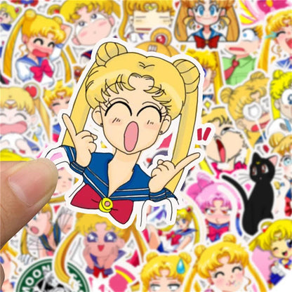 50PCS Super Cute Sailor Moon Stickers Sailor Moon Graffiti Decoration Personalized Suitcase Guitar Waterproof