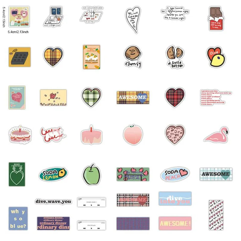 100PCS Art Illustration Popular Cartoon Ins Love Decorative Style Graffiti Stickers Personality Fashion Creative Trend DIY Exquisite Decorative Decals for Cups Helmets Skateboards Popular Stickers Toys