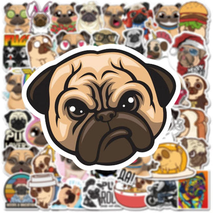 50PCS Cartoon Sharpei Dog Pug Graffiti Sticker Luggage Laptop Skateboard Helmet PVC Custom Sticker