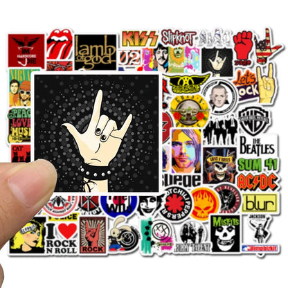 50pcs Classic Cartoon Rock Hip-Hop Band Graffiti Waterproof Skateboard Personalized Luggage Computer Stickers