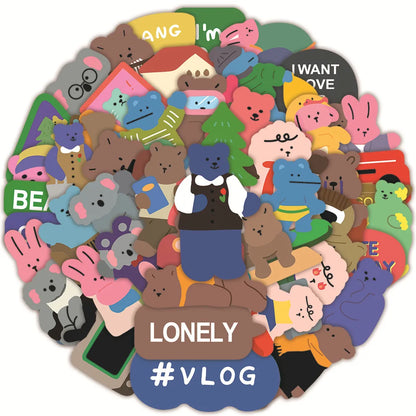 62pcs Cute Cartoon Love Bear Graffiti Waterproof Sticker Mobile Phone Guitar Notebook Refrigerator Water Cup