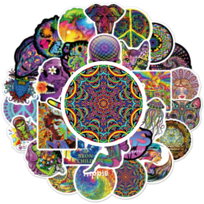 50PCS New Color Psychedelic Series Luggage Laptop Stickers Motorcycle Mobile Phone Water Cup Stickers