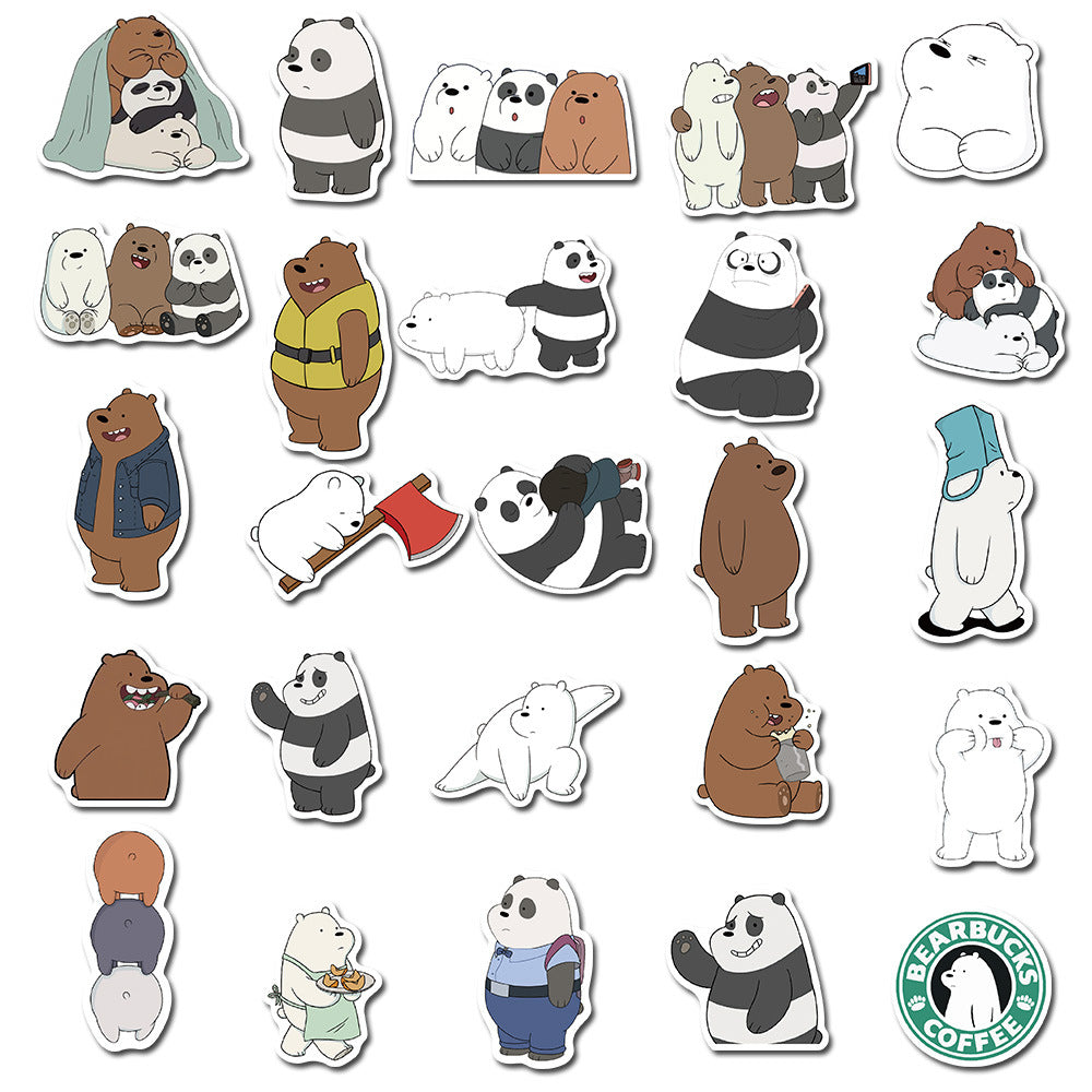 50PCS Cartoon Naked Bear Stickers - Cute Animal Decals for Laptops, Water Bottles, Journals & Funny Meme Gifts