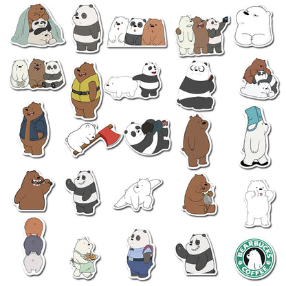 50PCS Cartoon Naked Bear Stickers - Cute Animal Decals for Laptops, Water Bottles, Journals & Funny Meme Gifts