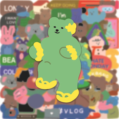 62pcs Cute Cartoon Love Bear Graffiti Waterproof Sticker Mobile Phone Guitar Notebook Refrigerator Water Cup