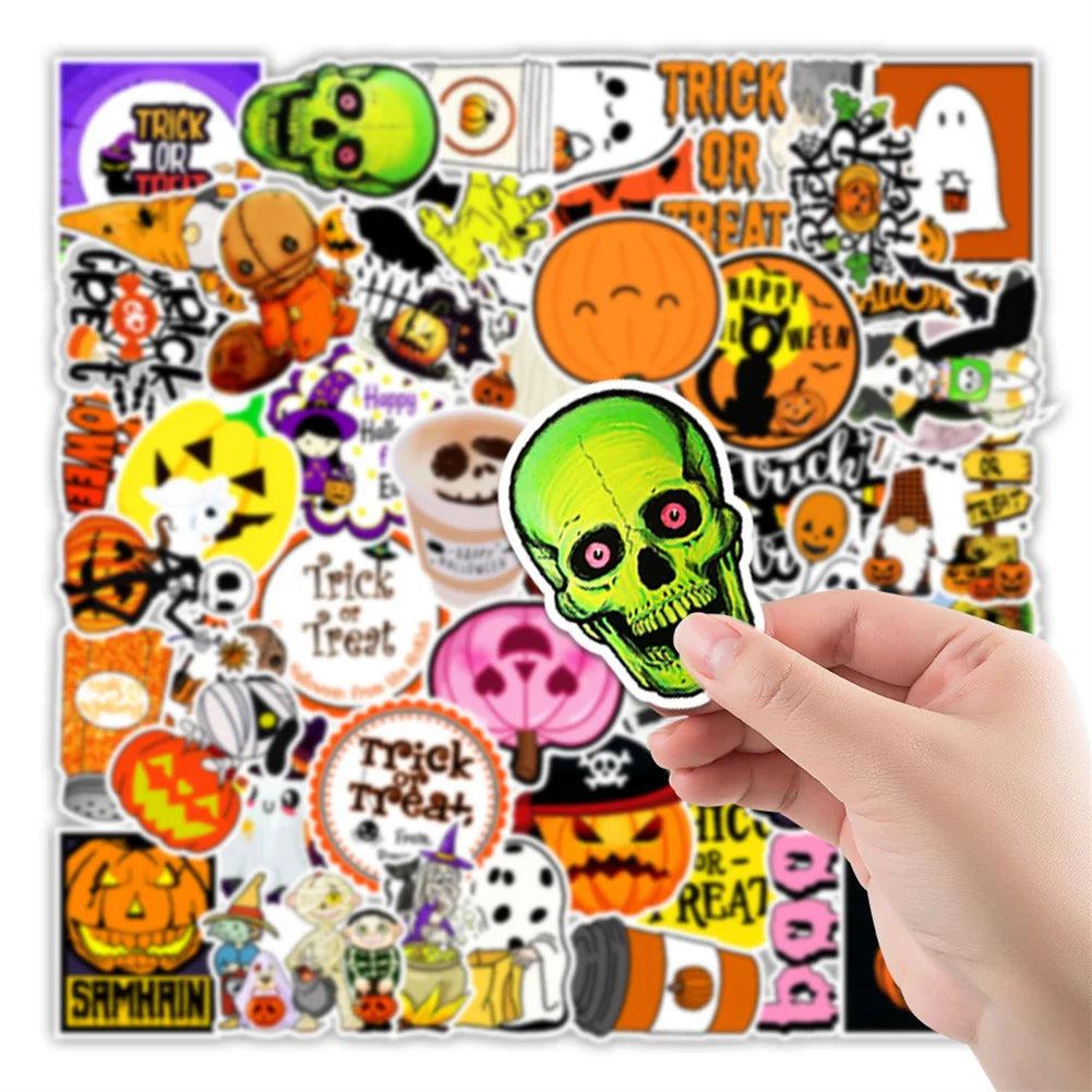50PCS cartoon Halloween trick-or-Treat decorative style graffiti stickers, personalized fashion and creative trend DIY exquisite decorative decal cups, helmets, skateboard popular sticker toys