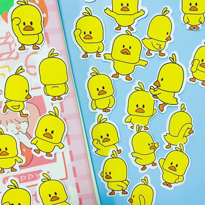 50 pieces of fashionable, simple and cute little yellow duck animated graffiti stickers, personalized DIY luggage, phone cases, computers, scooters, rider accounts, stationery and decorative stickers