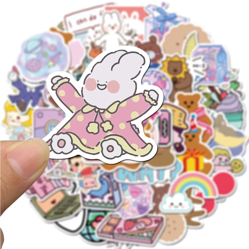 50PCS         InsLovely Girl Bear Graffiti Waterproof Sticker Suitcase Notebook Refrigerator Skateboard Helmet Water Cup